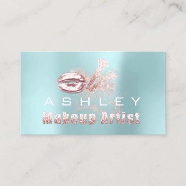 Rosa för skönhetsmässig makeup-konstnärsavtalskort visitkort (Framsida)