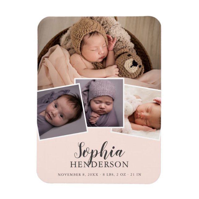  Rosa för skriptfoto Birth Magnet (Vertikal)