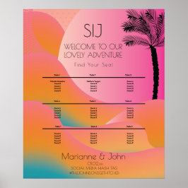 Rosa för Soluppgång Tropical Beach Wedding Ombre Poster