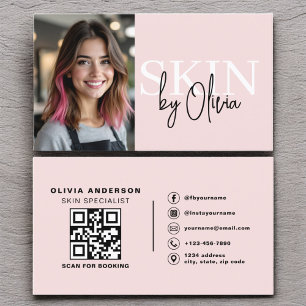 Rosa för specialister i hudvård med fotot QR-kod Visitkort