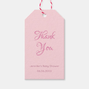 Rosa för Tack i handskriven trendig Presentetikett