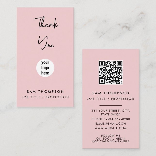  Rosa för tackens Logotyp QR-kod Visitkort (Fram/baksida)