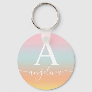 Rosa för textgradient i Monogram Namn Nyckelring