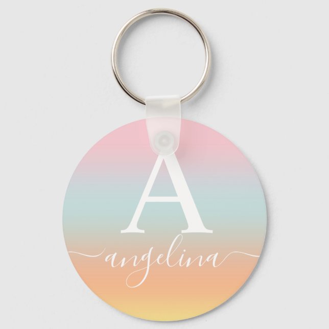 Rosa för textgradient i Monogram Namn Nyckelring (Framsida)