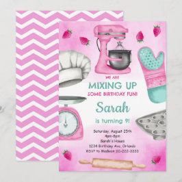 Rosa för vattenfärg Baking Cooking Birthday bjudan Inbjudningar