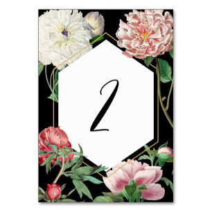 Rosa för vattenfärg Peonies Flowers Bröllop Black Bordsnummer