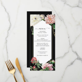 Rosa för vattenfärg Peonies Flowers Bröllop Black Meny