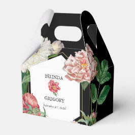 Rosa för vattenfärg Peonies Flowers Bröllop Black Presentaskar