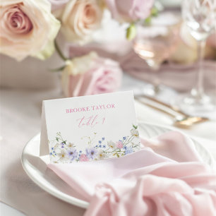 Rosa för vattenfärgen Blommigt Lila Bord Montering Meddelande