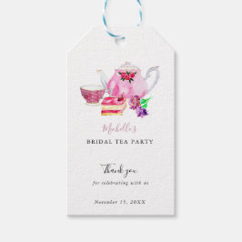 Rosa för vattenfärgen Möhippa Tea Party Tack Presentetikett