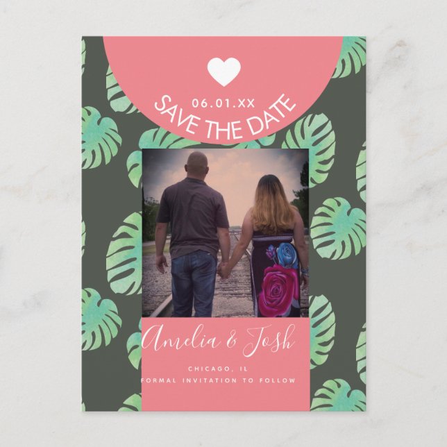 Rosa för vattenfärgsmonsteras Spara vykort för dat (Framsida)