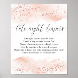 Rosa för vattentfärg ro guld Lent nattblöjor Poster