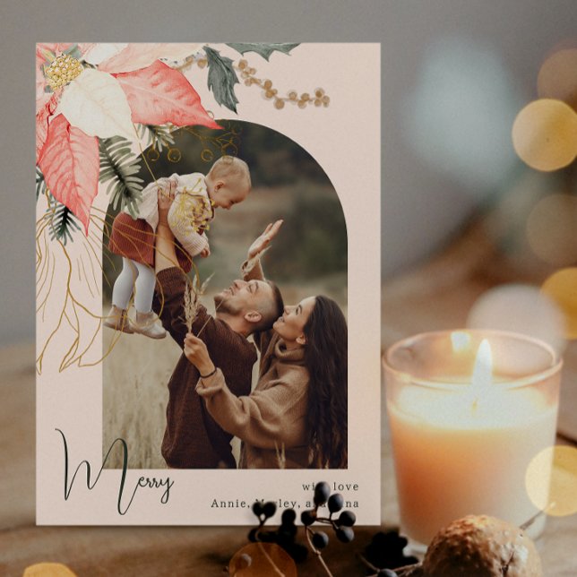 Rosa för vinter-Blommigt - merry One Photo Helgdag Julkort (Skapare uppladdad)