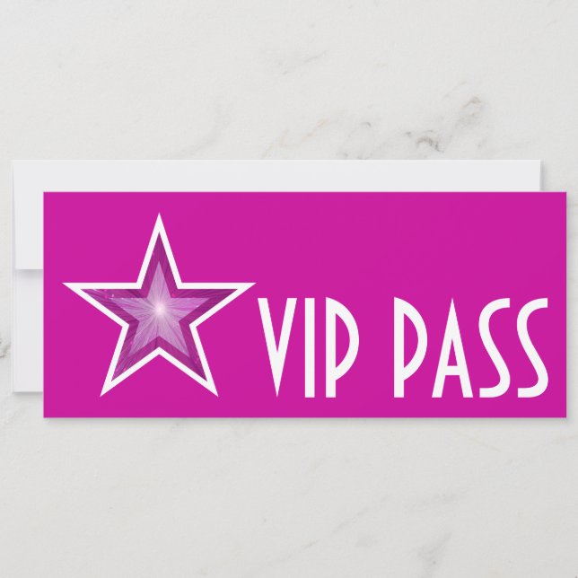 rosa för VIP PASS-inbjudan till rosa Star Inbjudningar (Framsida)