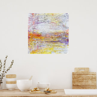 Rosa för vit Gult Texturerad Abstrakt Poster