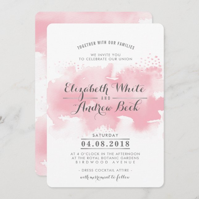  rosa för WEDDING INVITE snyggt chic Inbjudningar (Fram/baksida)