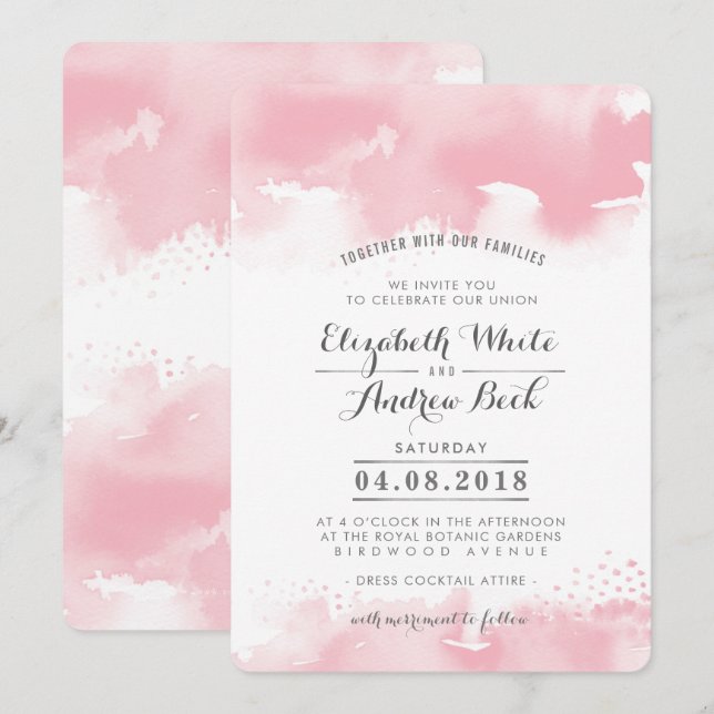  rosa för WEDDING INVITE snyggt chic Inbjudningar (Fram/baksida)