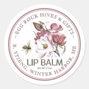 Rosa för Wildblomsterredigerbar bävax Lip Balm Runt Klistermärke