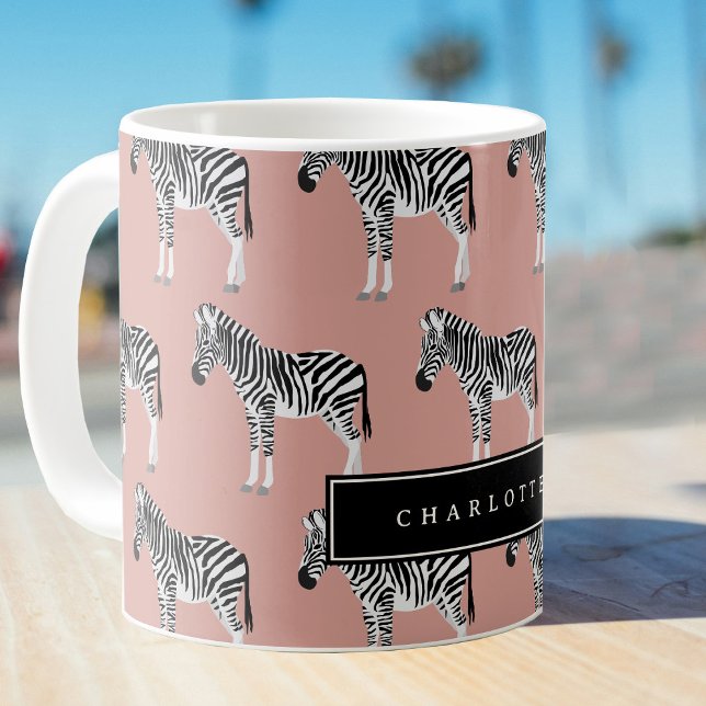  Rosa för Zebra Exotic Animal Mönster Kaffemugg (Zebra Exotic Animal Pattern Blush Pink Coffee Mug)
