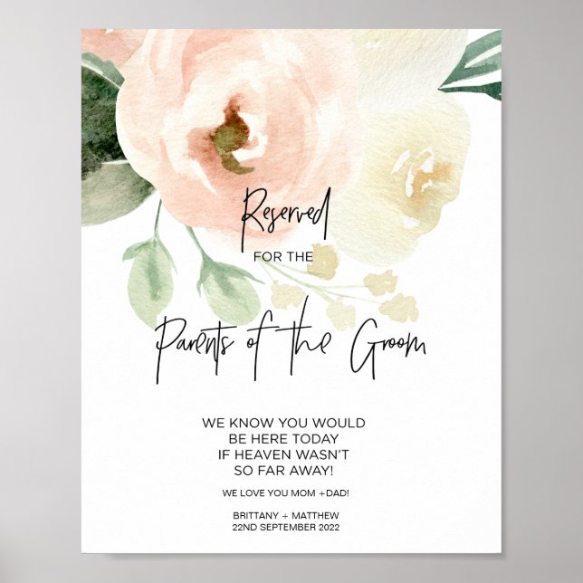 Rosa Förbehållna Brudgummens Föräldrar Kärleksfull Poster (Framsidan)