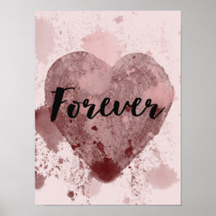Rosa Forever Watercolor Heart Poster