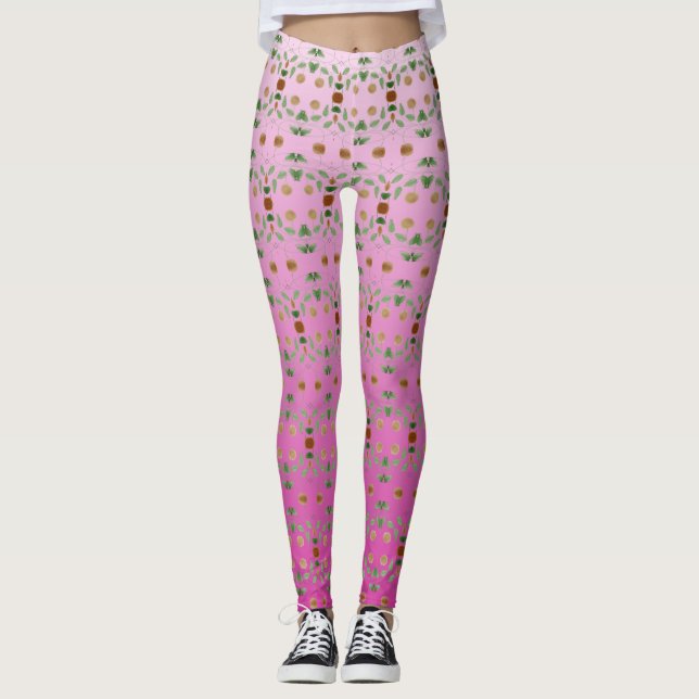 Rosa Förfalskade baljväxter Leggings (Framsida)