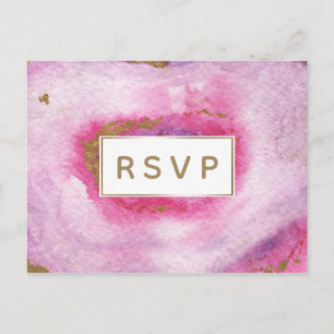 Rosa förgyllda agatbröllopsinbjudningar rsvp vykor inbjudan vykort
