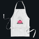 Rosa förkläde för kök för matlagningkrukapersonlig<br><div class="desc">Ett kökförkläde som presenterar en illustration av en rosa matlagningkruka med locket och handtag.  Krukan sitter på en svartvit yta och har ånga som är kommande från locket.  Personifiera med ditt namn.</div>