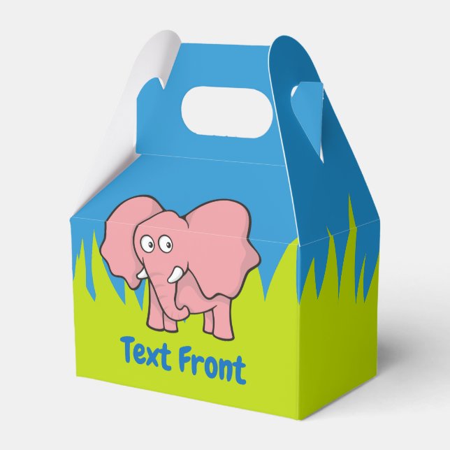 Rosa - förmånsruta för tecknad av elefant presentaskar (Framsidan Sidan)