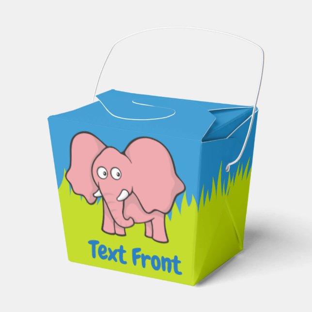 Rosa - förmånsruta för tecknad av elefant presentaskar (Framsidan Sidan)