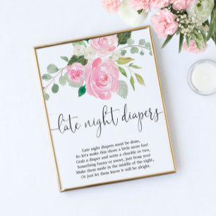 rosa Försenad daggdagstidning babyduschspel Poster