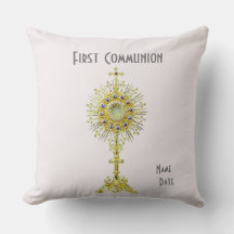 Rosa Första gemenskap Dekorativ kudde 16 tum x 16 