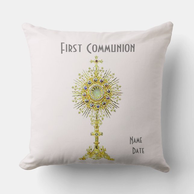 Rosa Första gemenskap Dekorativ kudde 16 tum x 16  (Framsida)