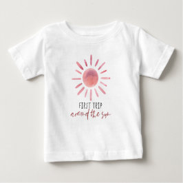 Rosa första Resa runt Sol 1:a födelsedag T Shirt