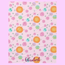 Rosa Första Resa runt Sol Flickans första födelsed Fleecefilt