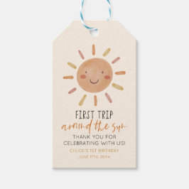 Rosa Första Resan Runt Solen 1-års Födelsedagsfest Presentetikett