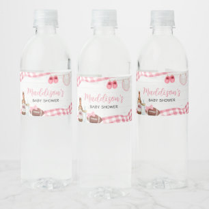 Rosa Fotboll Baby Shower Vattenflaskor Etikett