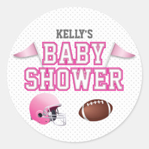 Rosa fotbollbaby shower runt klistermärke