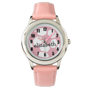 Rosa fotbollboll armbandsur