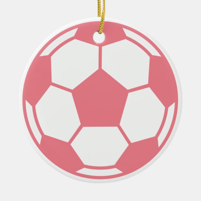 Rosa fotbollboll julgransprydnad keramik (Framsidan)