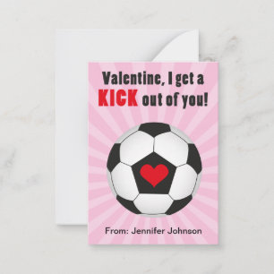 Rosa Fotbollsklassen Valentinkort för barn Anteckningskort