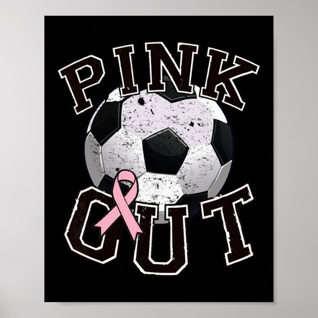 Rosa fotbollslag Bröstcancermånaden Poster (Framsidan)
