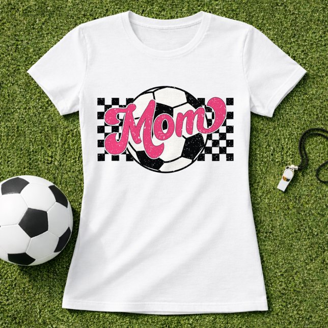 Rosa fotbollsmamma retro grafik t shirt (Skapare uppladdad)