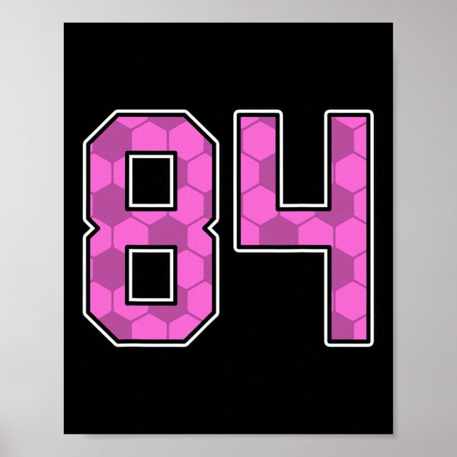 Rosa fotbollsmönster nummer 84 tröja spelare unifo poster (Framsidan)