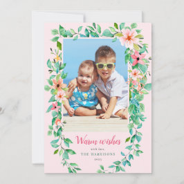 Rosa Foto av Tropical Jul Blommigt Julkort