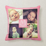 Rosa fotofiltsortering med giftigt monogram kudde<br><div class="desc">Personlig bilder och namn inledande monogram</div>