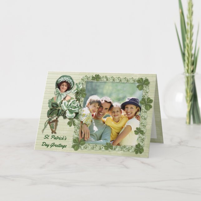 Rosa fotohälsningar för irländare kort (Framsida)