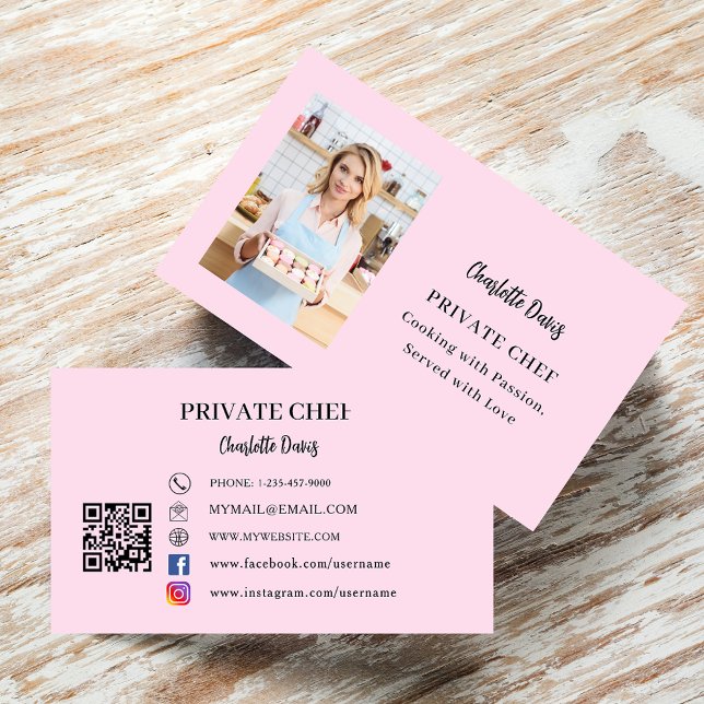 Rosa-fotoslogan kärlek QR-kod Visitkort (Skapare uppladdad)