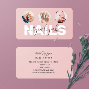 Rosa Fototypografi Nail Artist Visitkort