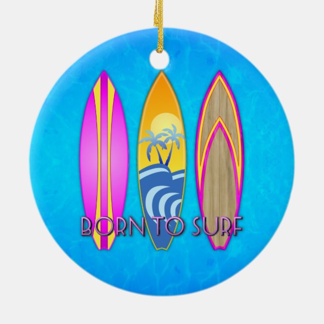 Rosa fött som surfar julgransprydnad keramik (Baksidan)